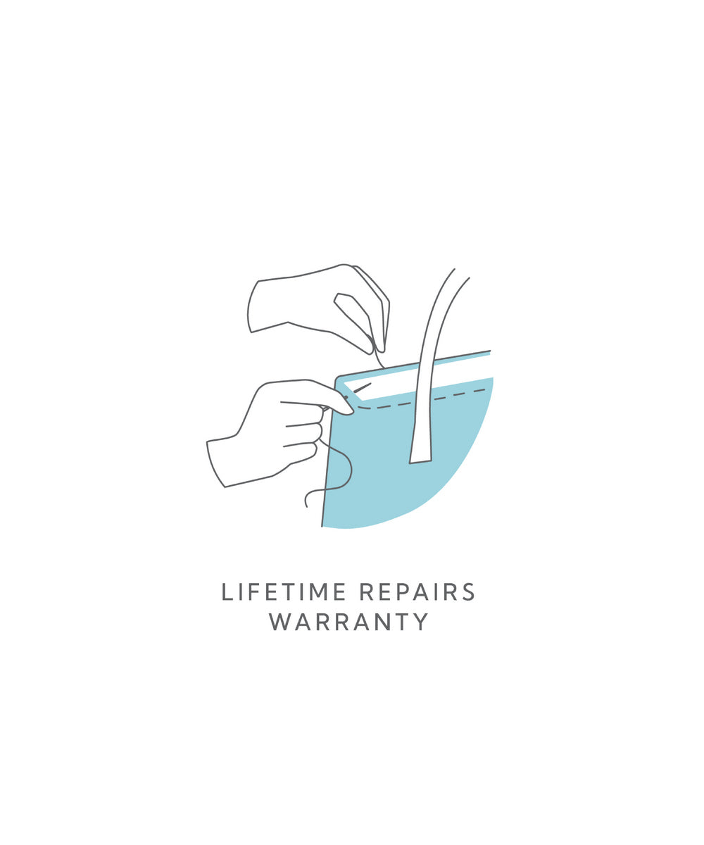 lifetime repair warranty on all joon blu bags