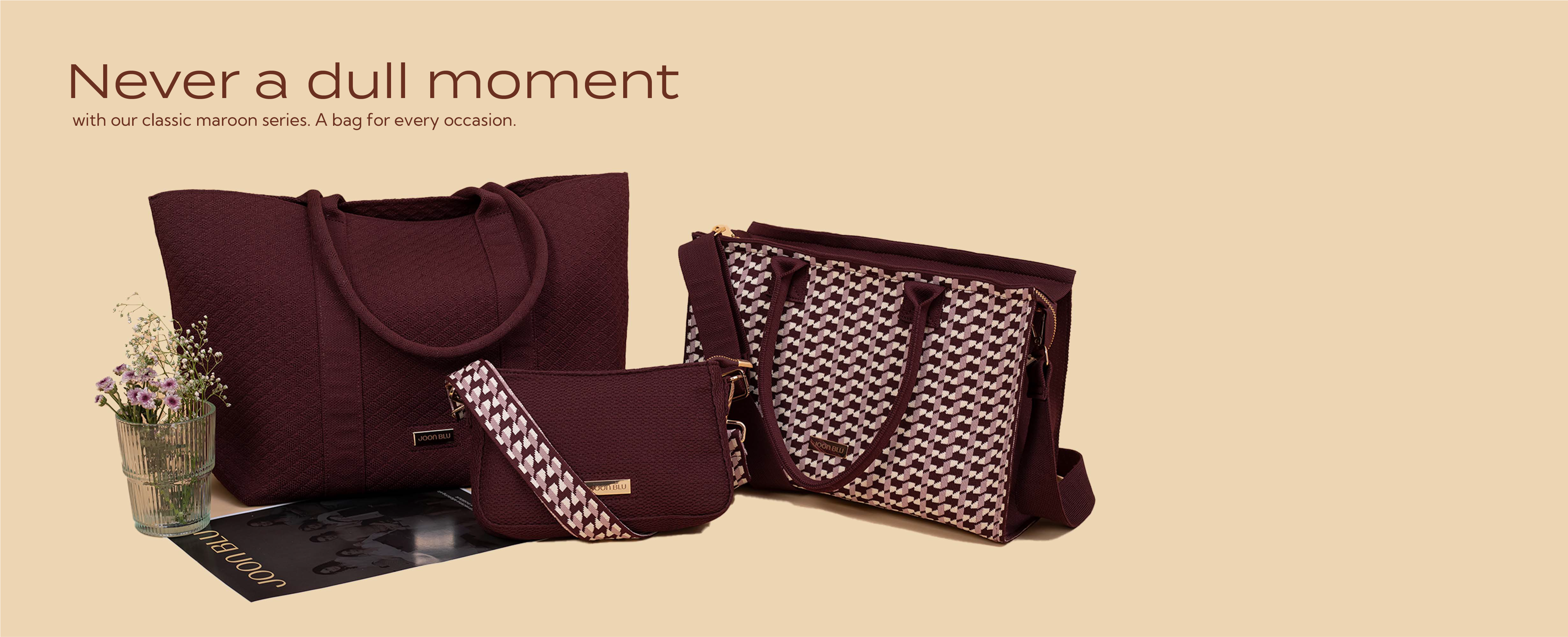 cherry red handbags, laptop bag and sling bag with designer belt
